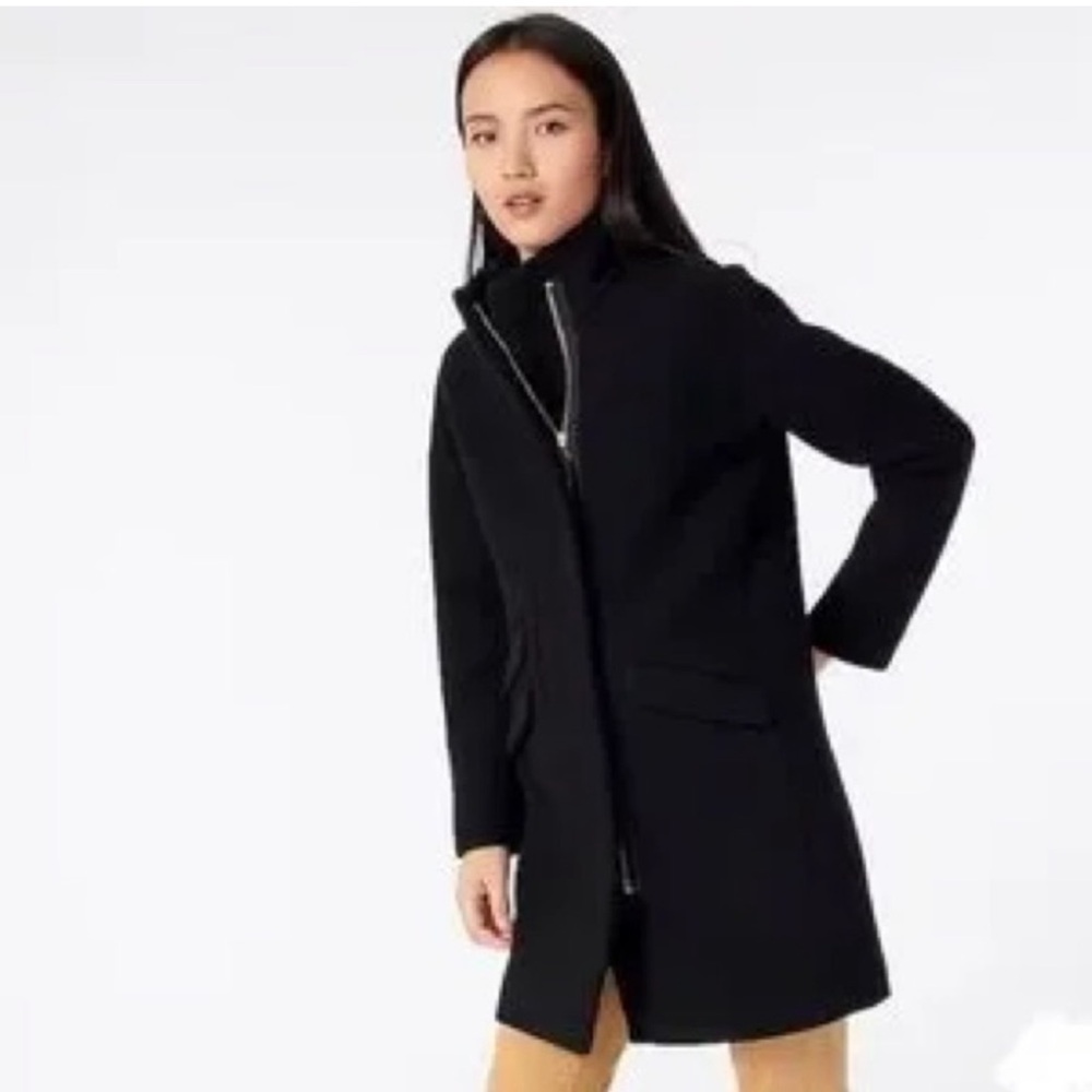 jcrew black Italian stadium cloth wool coat size 0